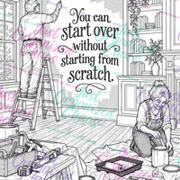 Color Through the Chaos interior 26, black-and-white coloring page with repeating Just Organized Chaos preview-only watermark