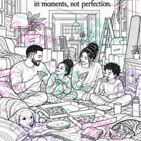 Color Through the Chaos interior 29, black-and-white coloring page with repeating Just Organized Chaos preview-only watermark