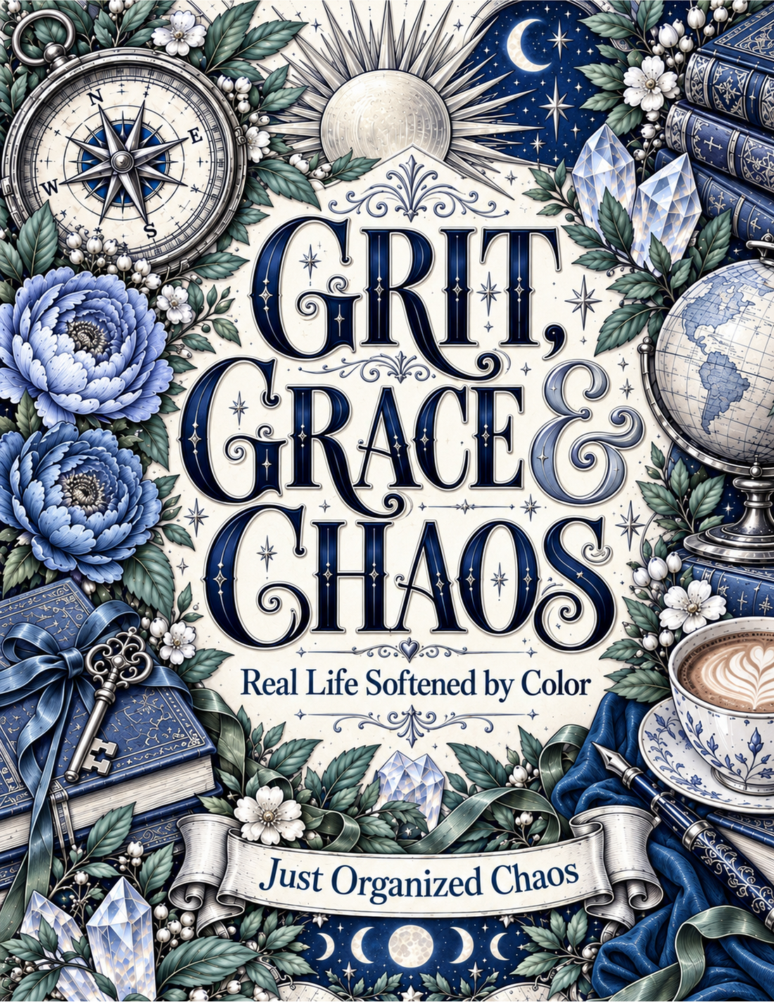 Grit, Grace & Chaos printable coloring book cover by Just Organized Chaos