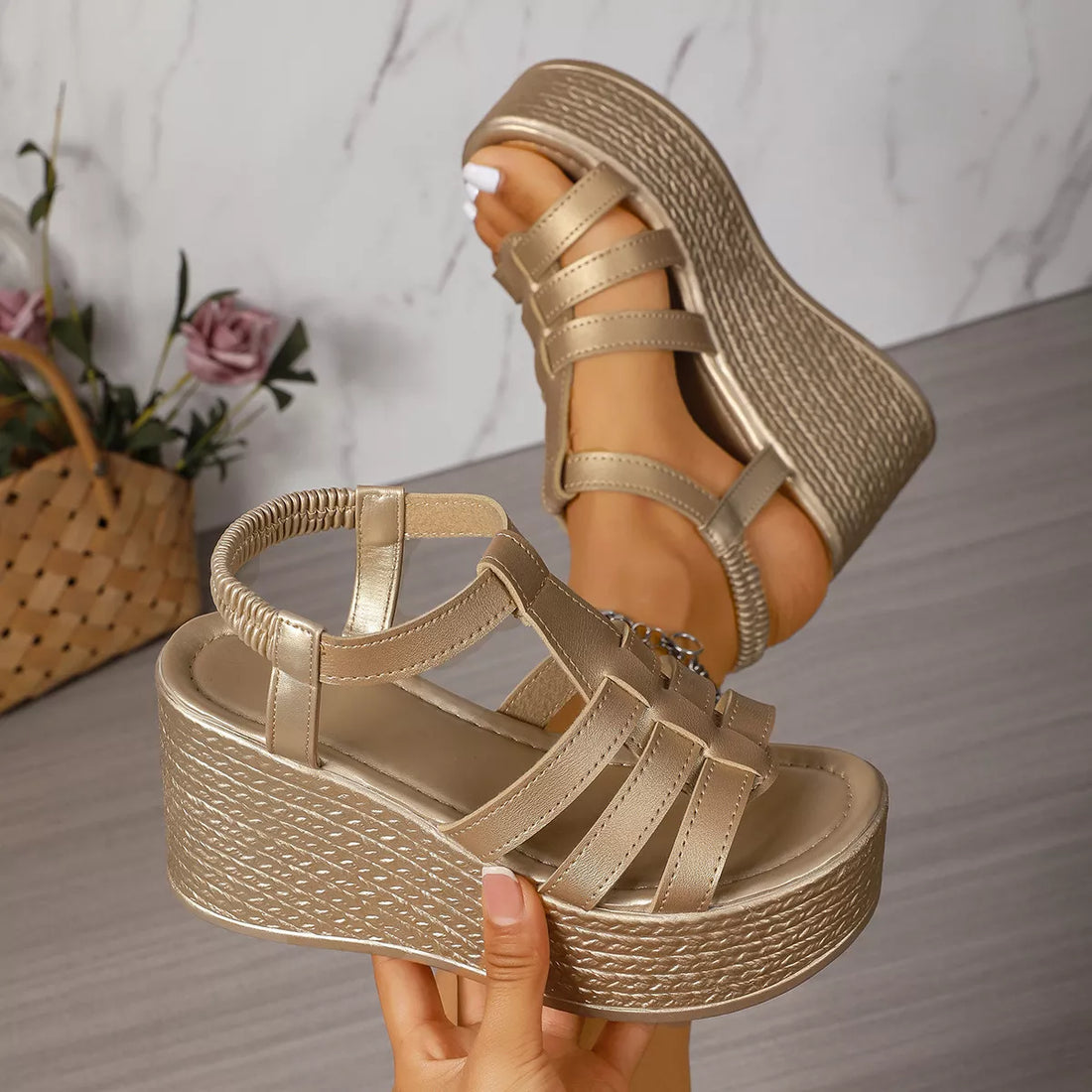 Open-Toe Wedge Sandals — alternate product view 10
