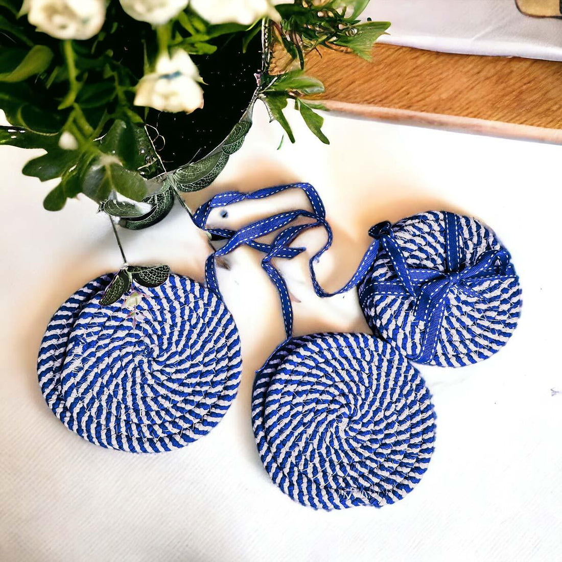 Blue Braided Coasters — alternate product view 5