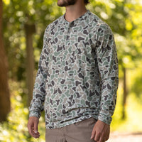 3 Button Henley Diyala Camo full view by Combat Waterfowl
