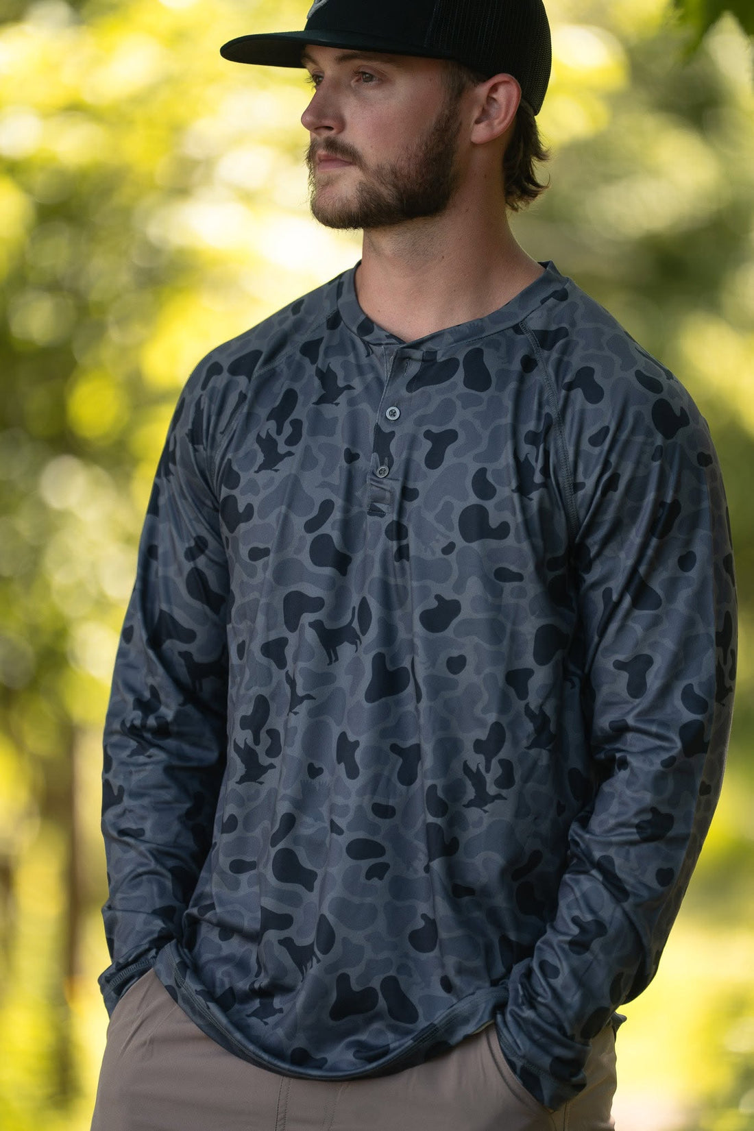 3 Button Henley Kandahar Camo by Combat Waterfowl