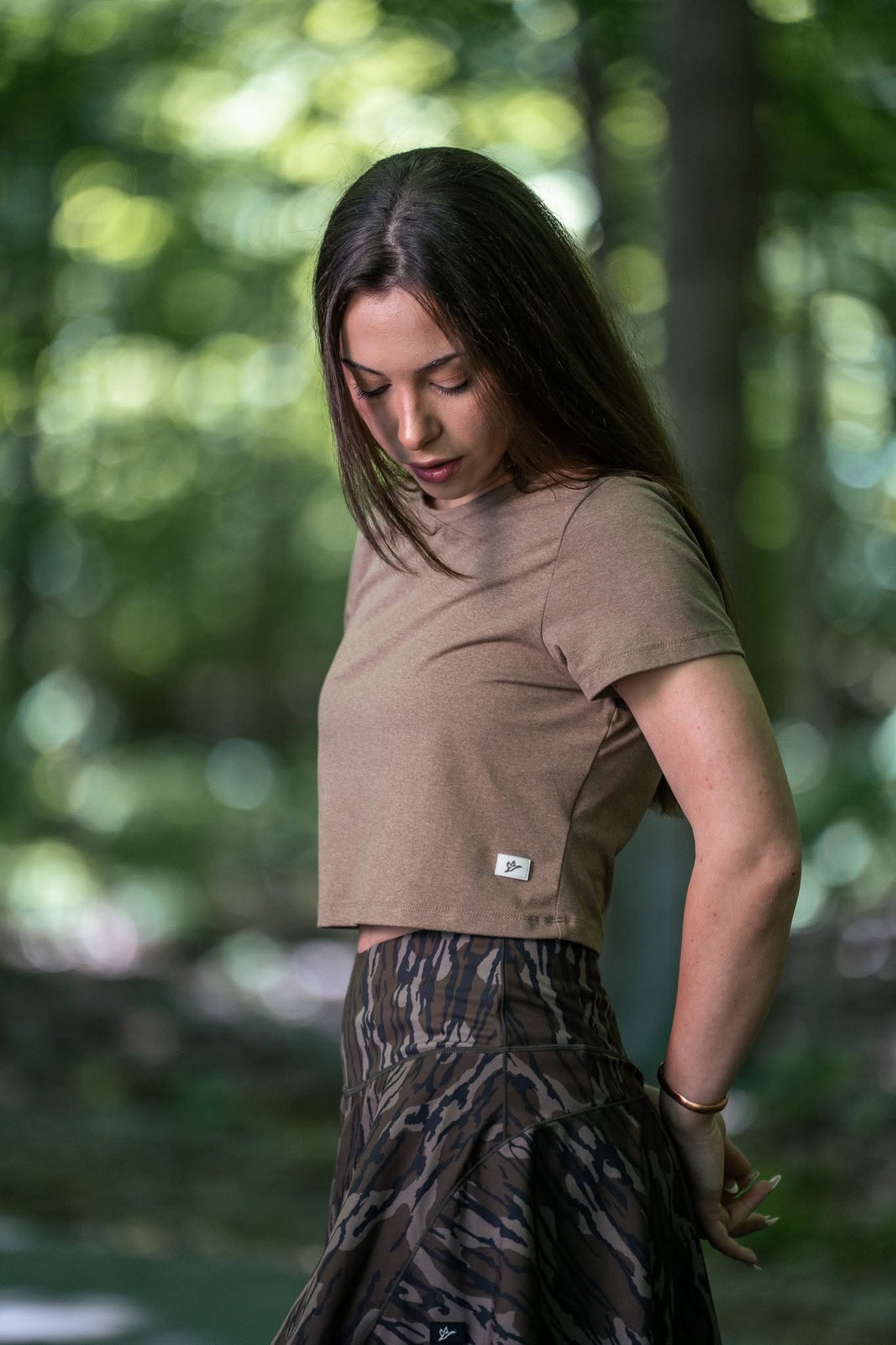 Women's Crop Tee Heather Caribou by Combat Waterfowl