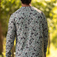 Combat Waterfowl 3 Button Henley Diyala Camo back view