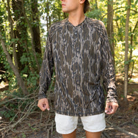 Combat Waterfowl 3 Button Henley Mossy Oak Bottomland Camo view 1