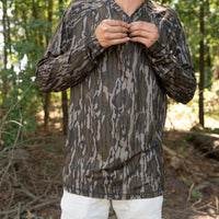 Combat Waterfowl 3 Button Henley Mossy Oak Bottomland Camo view 2