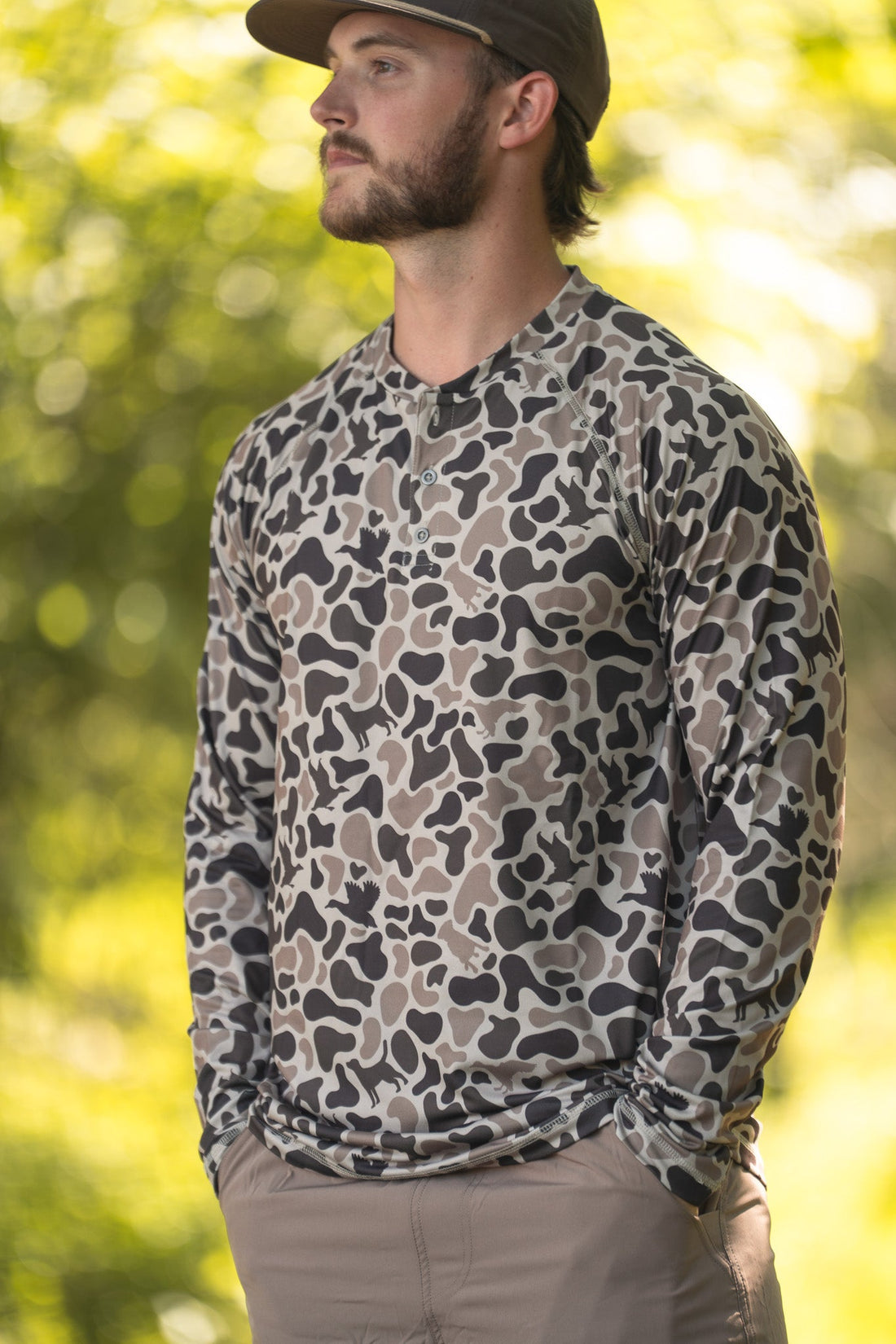 Combat Waterfowl 3 Button Henley in Mosul Camo