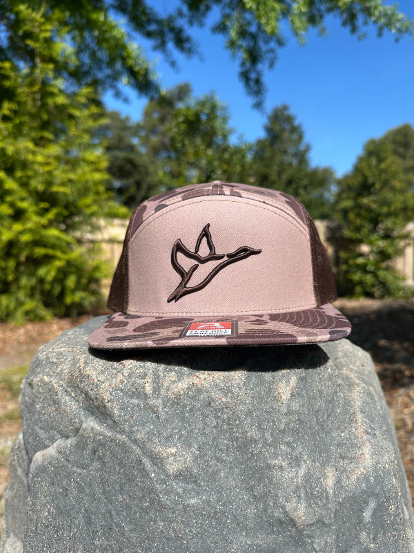 Combat Waterfowl Icon Embroidered 7 Panel Bark Duck Camo hat