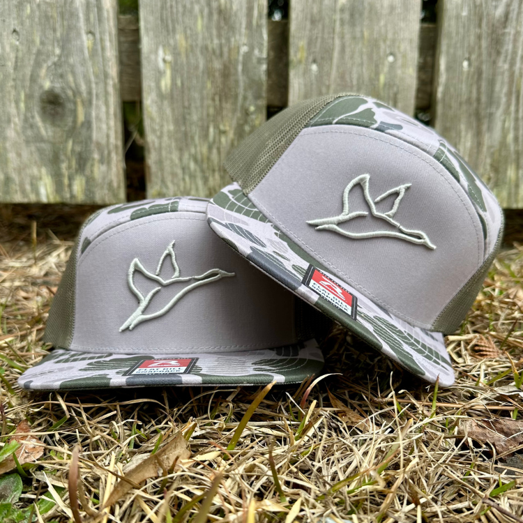 Combat Waterfowl Icon Embroidered 7 Panel Marsh Duck Camo Loden hat