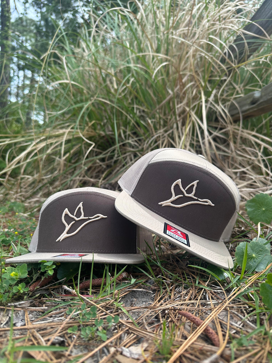 Combat Waterfowl Icon Embroidered 7 Panel Hat in Khaki Coffee