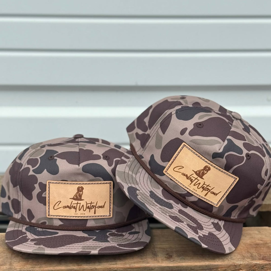 Combat Waterfowl Lab Patch Grandpa Rope Hat in Bark Duck Camo