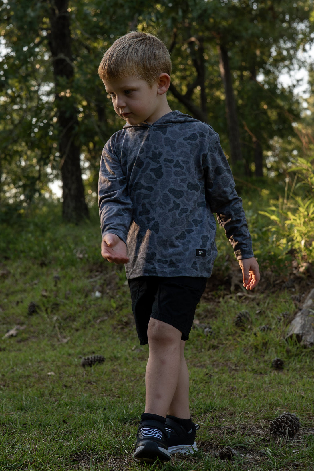 Combat Waterfowl Youth Hooded Performance Shirt Kandahar Camo view 4