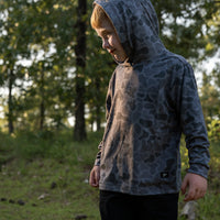 Combat Waterfowl Youth Hooded Performance Shirt Kandahar Camo view 6