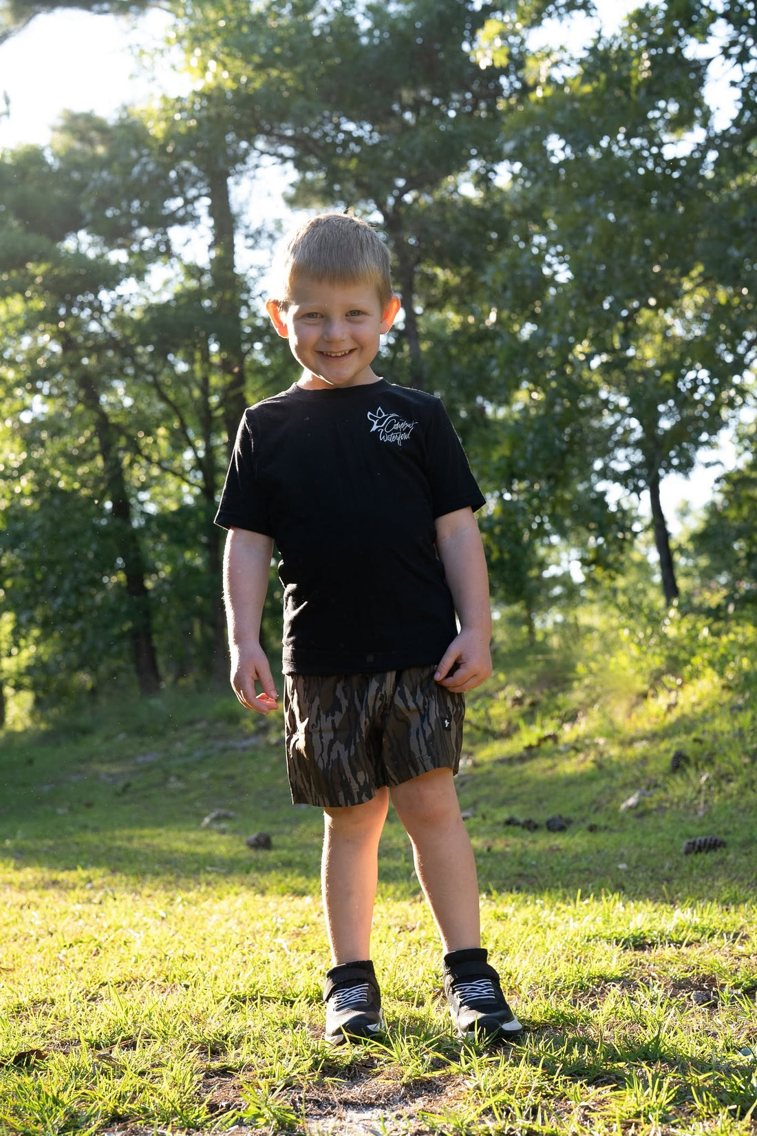 5.5 Youth Volley Short with Belt Loops Kandahar Camo by Combat Waterfowl