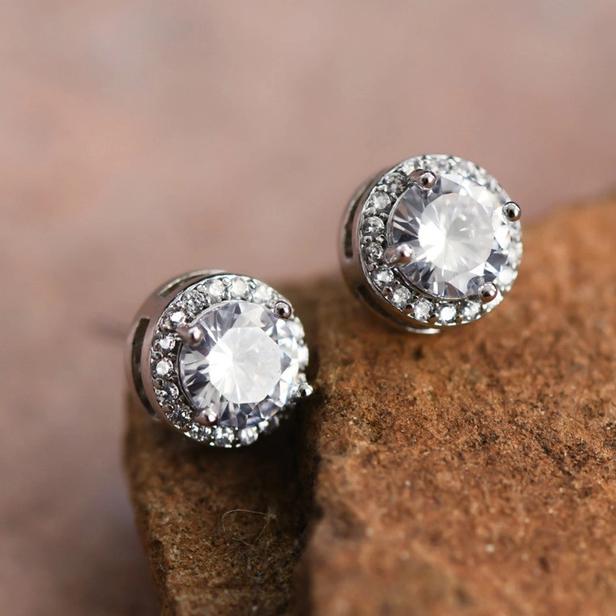 Classic Crystal Halo Stud Earrings