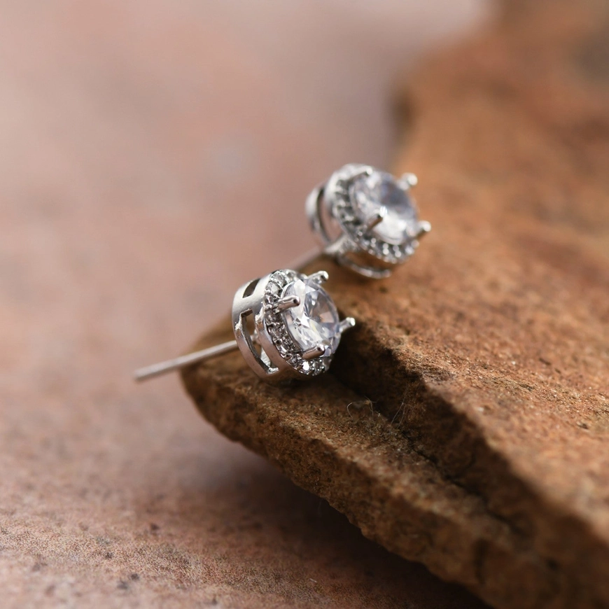Classic Crystal Halo Stud Earrings