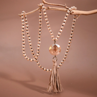 Crystal Beaded Tassel Necklace