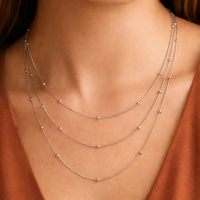 Layered Silver Ball Chain Necklace