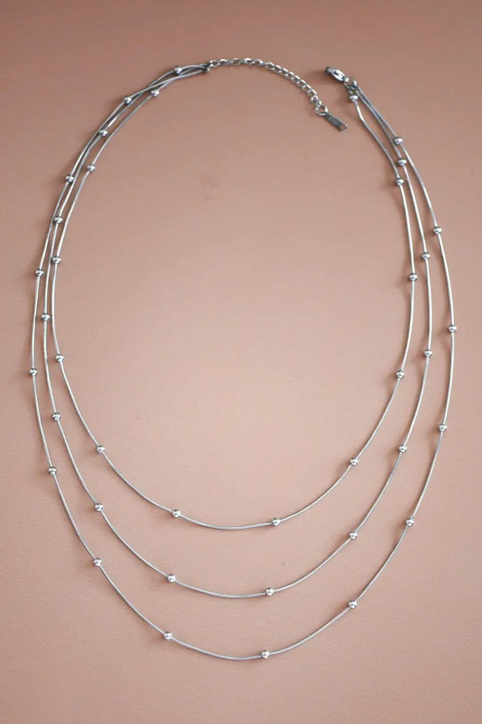 Layered Silver Ball Chain Necklace