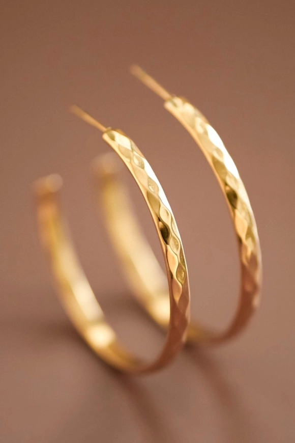 Hammered Gold Hoop Earrings