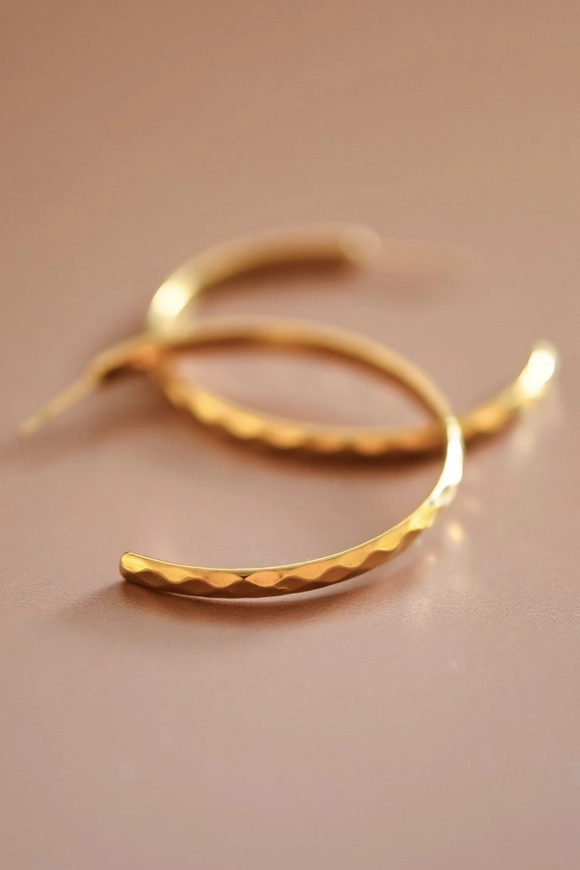 Hammered Gold Hoop Earrings