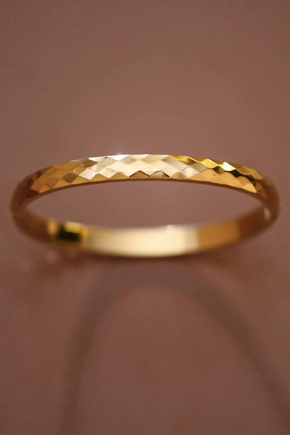 Hammered Gold Hinged Bangle
