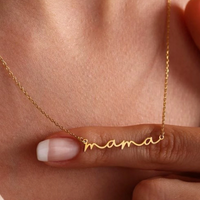 Gold mama script necklace