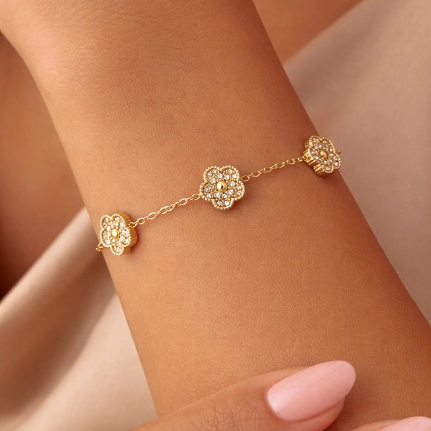 Crystal Flower Chain Bracelet