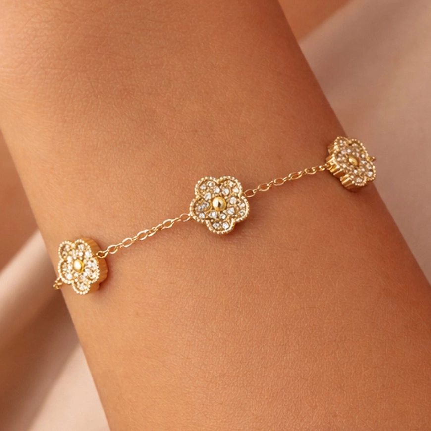 Crystal Flower Chain Bracelet