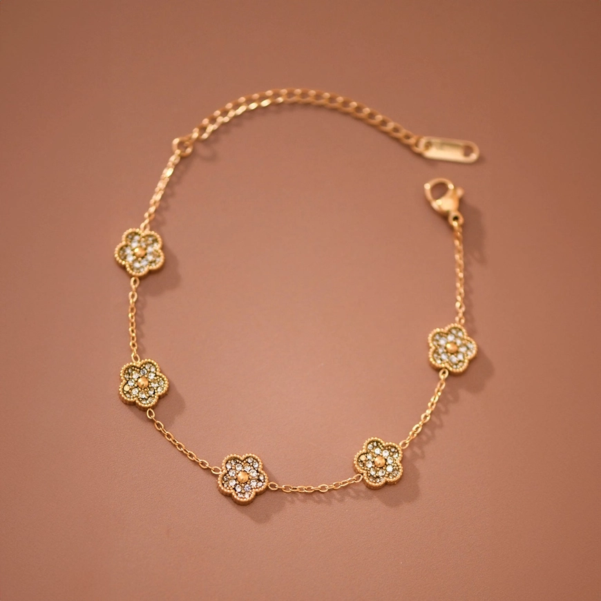 Crystal Flower Chain Bracelet