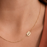 18K gold plated stainless steel initial necklace