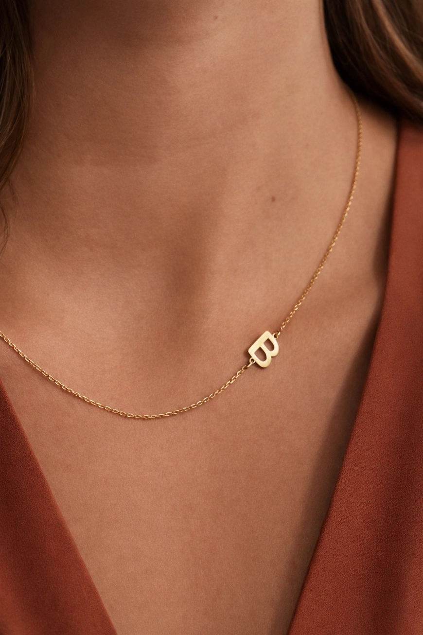 Gold and silver stainless steel initial necklaces
