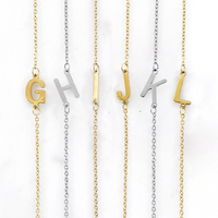 Waterproof initial necklace letter options in gold and silver