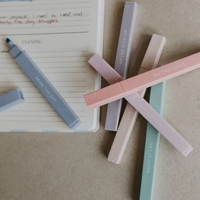Neutral pastel highlighters in use with a planner