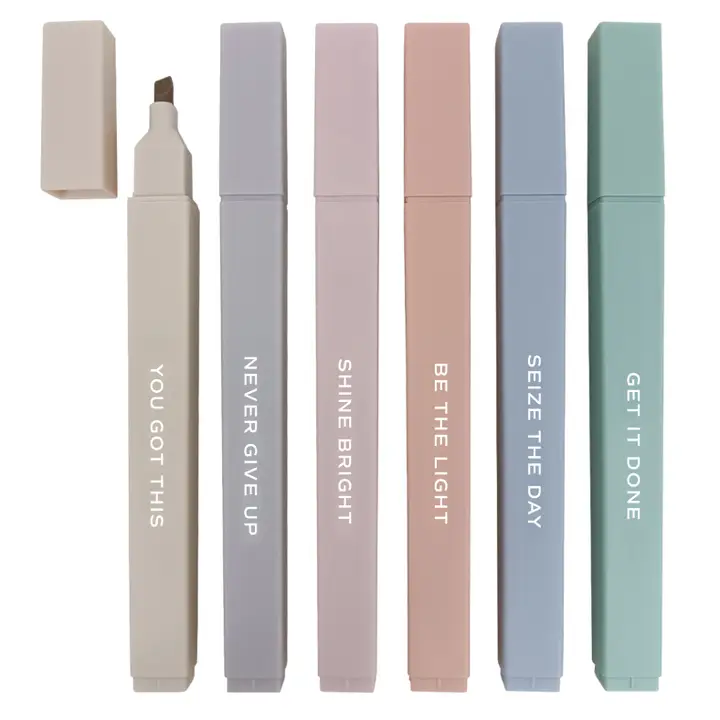 Six muted pastel motivational highlighters