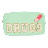 Teal Drugs chenille patch pouch