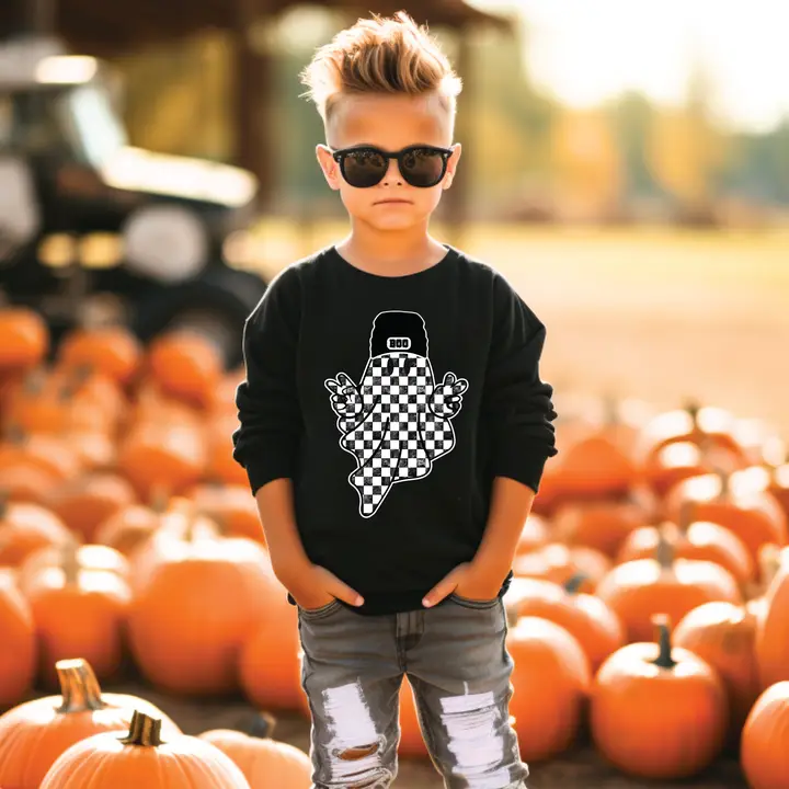 Checkered Beanie Ghost youth sweatshirt