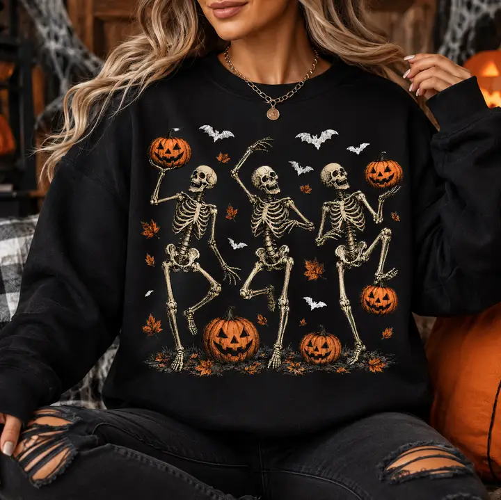 Dancing Halloween Skeletons graphic sweatshirt