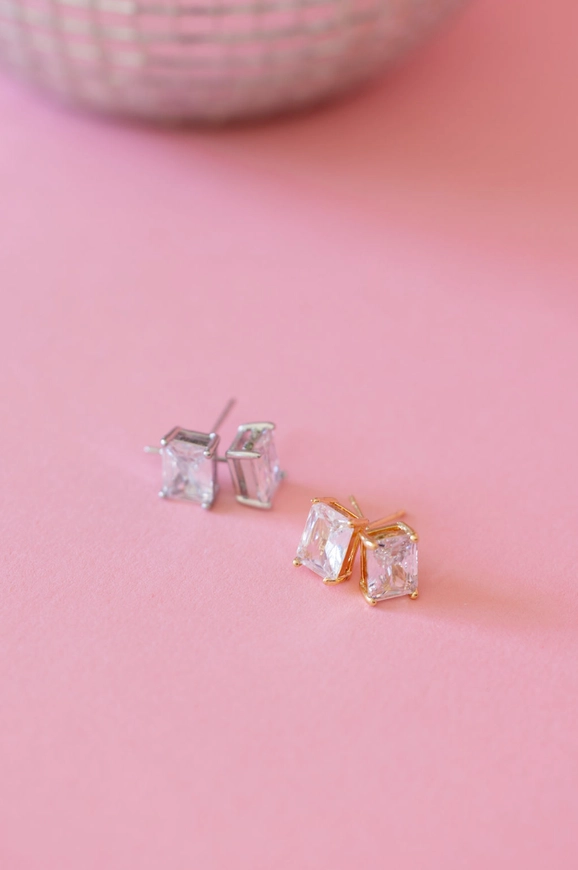 CZ Stud earrings in gold and silver