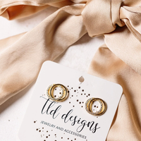Gold plated Double Up Stud Earrings with rhinestone hoop