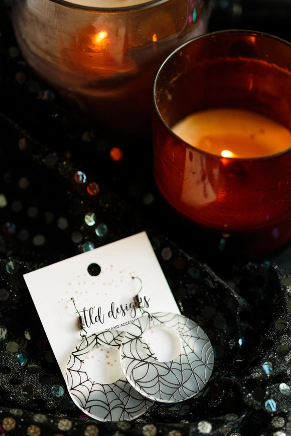 Frosted Spiderweb dangle earrings
