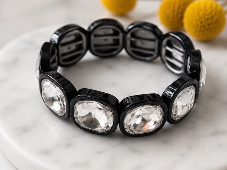 Silver Glam Bracelet with clear stones